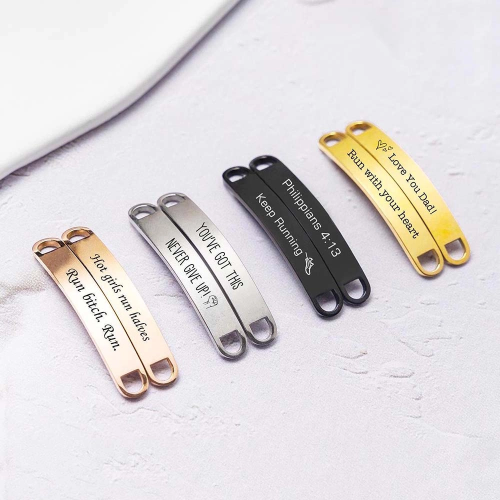 Metal brand tags for apparel