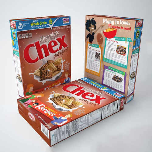 Printed Colourful Cereal Boxes