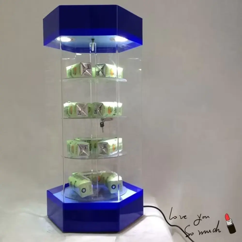 Acrylic LED Light Rear Mirror Rotating Figure Case Wholesale