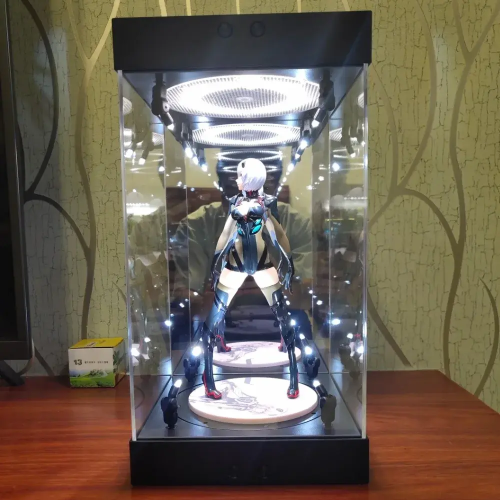 Custom Acrylic LED Light Rear Mirror Rotating Figure Case Wholesale