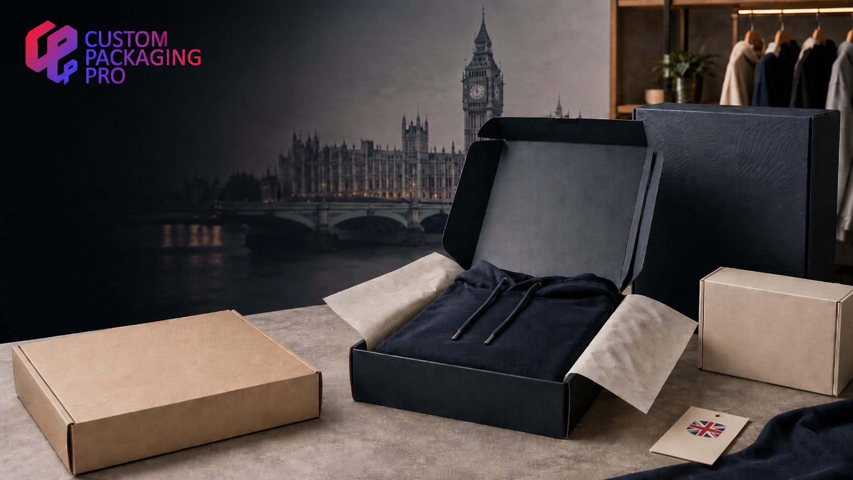 Apparel boxes are suitable for a wide range of clothing products including dresses, jackets, trousers, and fashion collections.